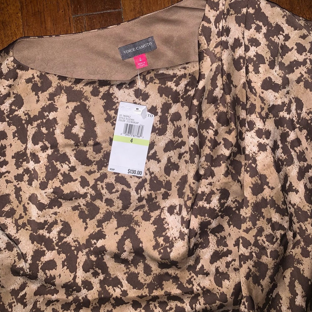 Vince Camuto Brown and Tan Patterned Dress